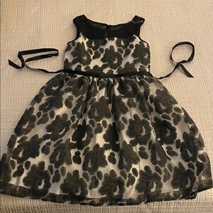 Charming Black and White Floral Kids Dress